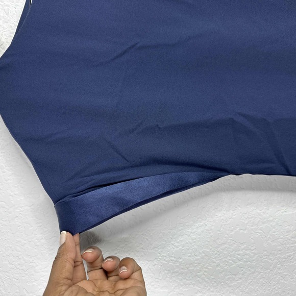 MM LaFleur Shirt Womens Large Blue Short Sleeve Minimalist Work Office Blouse - Picture 3 of 5